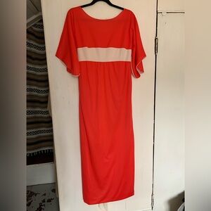 Vintage red & white maxi length flowy sleeve lingerie negligee night dress sz M